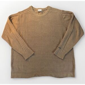 Columbia Sweater Mens XL Khaki Tan Ribbed Knit Cotton Crewneck Pullover Casual
